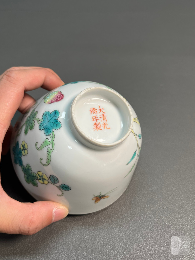 清光绪  粉彩癞瓜盖碗 - 图15